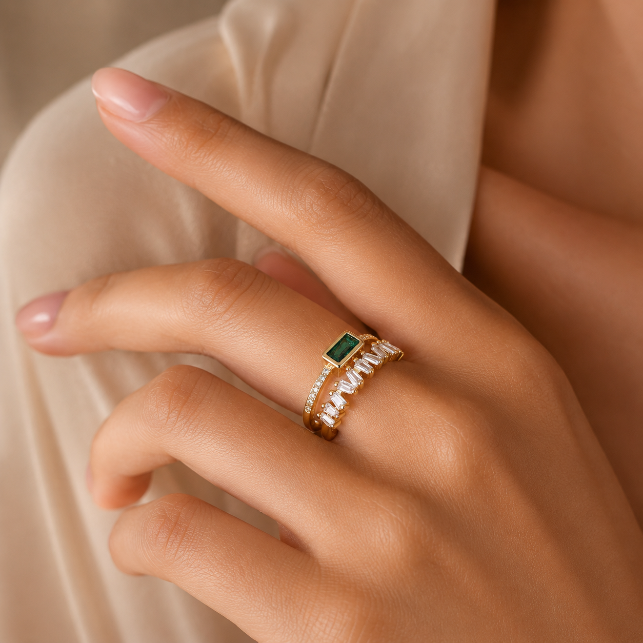 CZ Organic Green Ring
