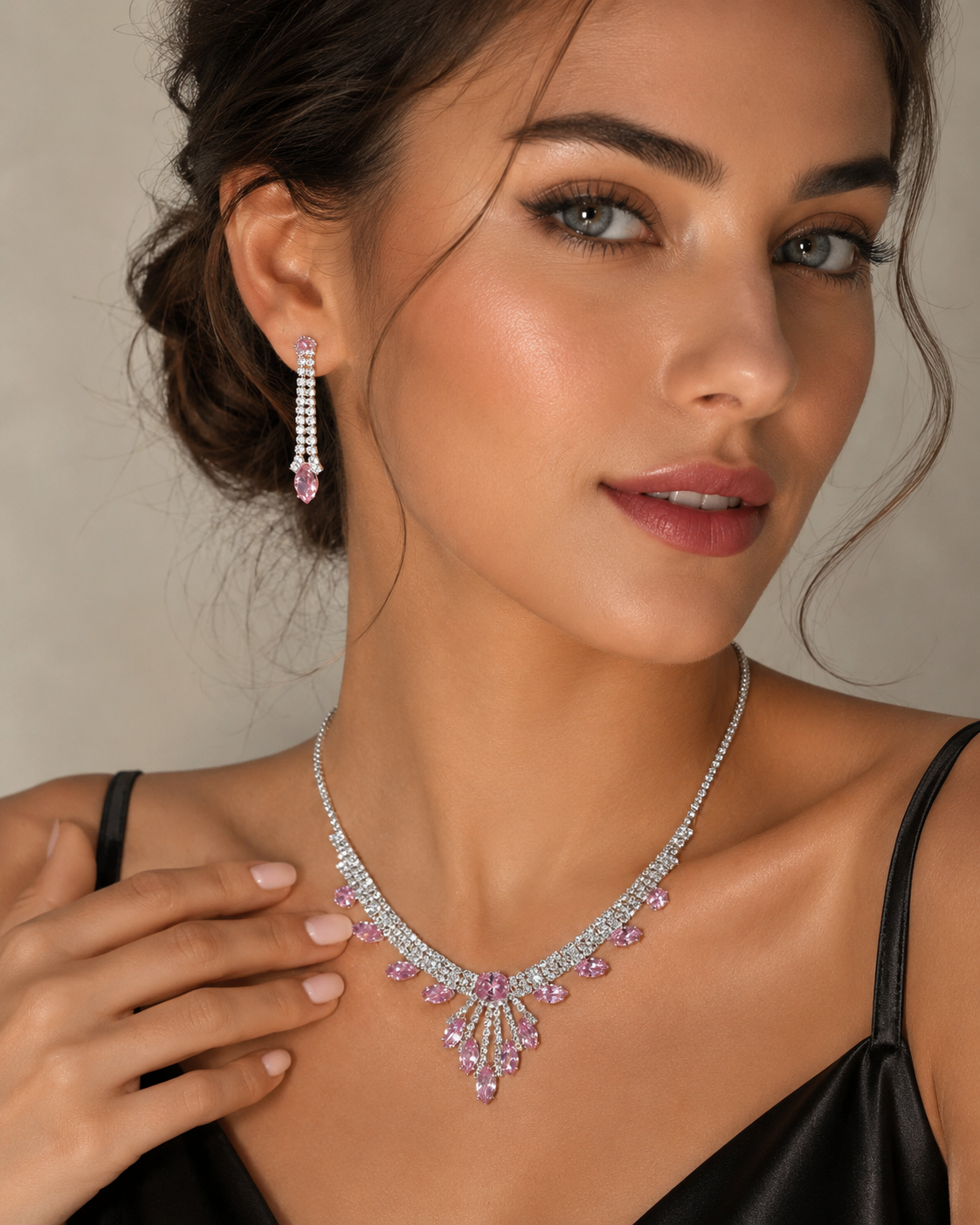 Rhinestone Drop Colorful Jewelry Set