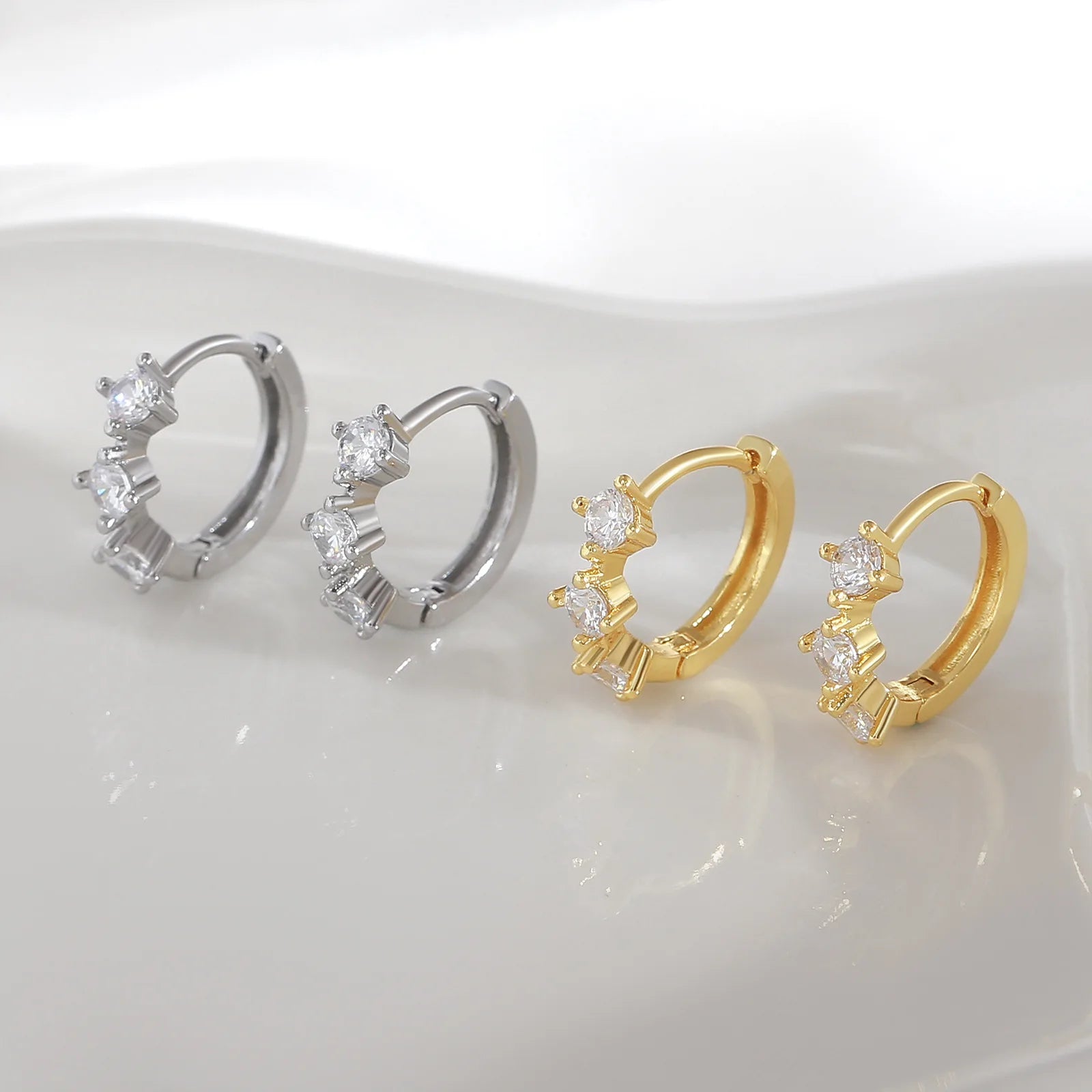 Crystal Flower Hoop Earrings Set - VEYAROSE