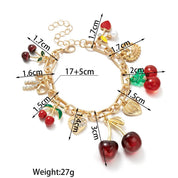 Heart Cherry Bow Bangle Bracelet - VEYAROSE