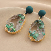 Emerald Organic Drop Earrings - VEYAROSE