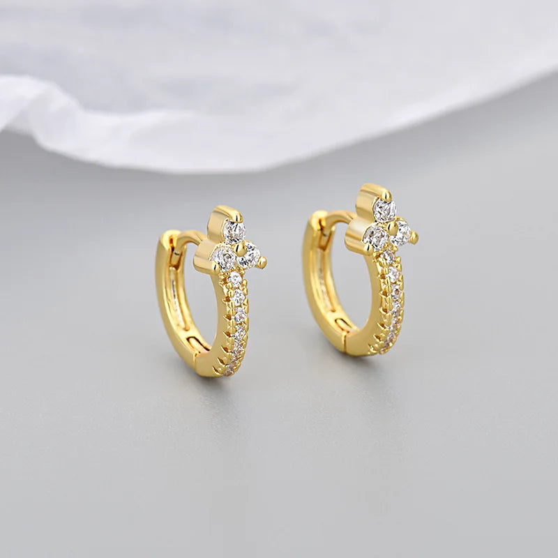 Crystal Flower Hoop Earrings Set - VEYAROSE