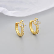 Crystal Flower Hoop Earrings Set - VEYAROSE