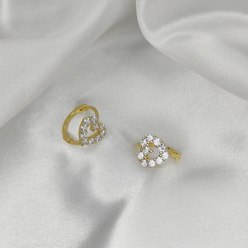 CZ Crystal Hoop Huggie Earrings - VEYAROSE