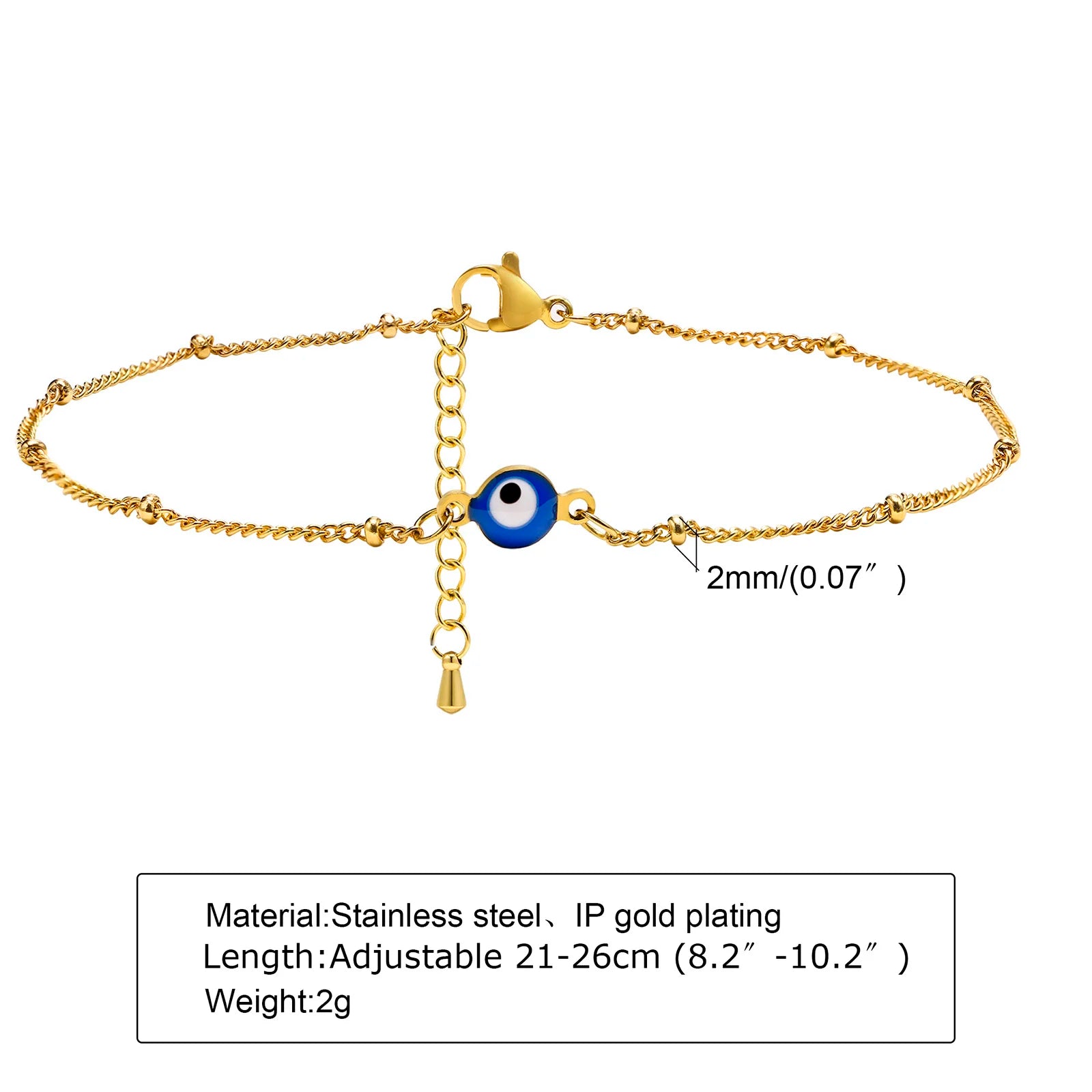 Evil Eye Beaded Blue Anklet - VEYAROSE