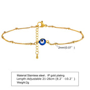 Evil Eye Beaded Blue Anklet - VEYAROSE