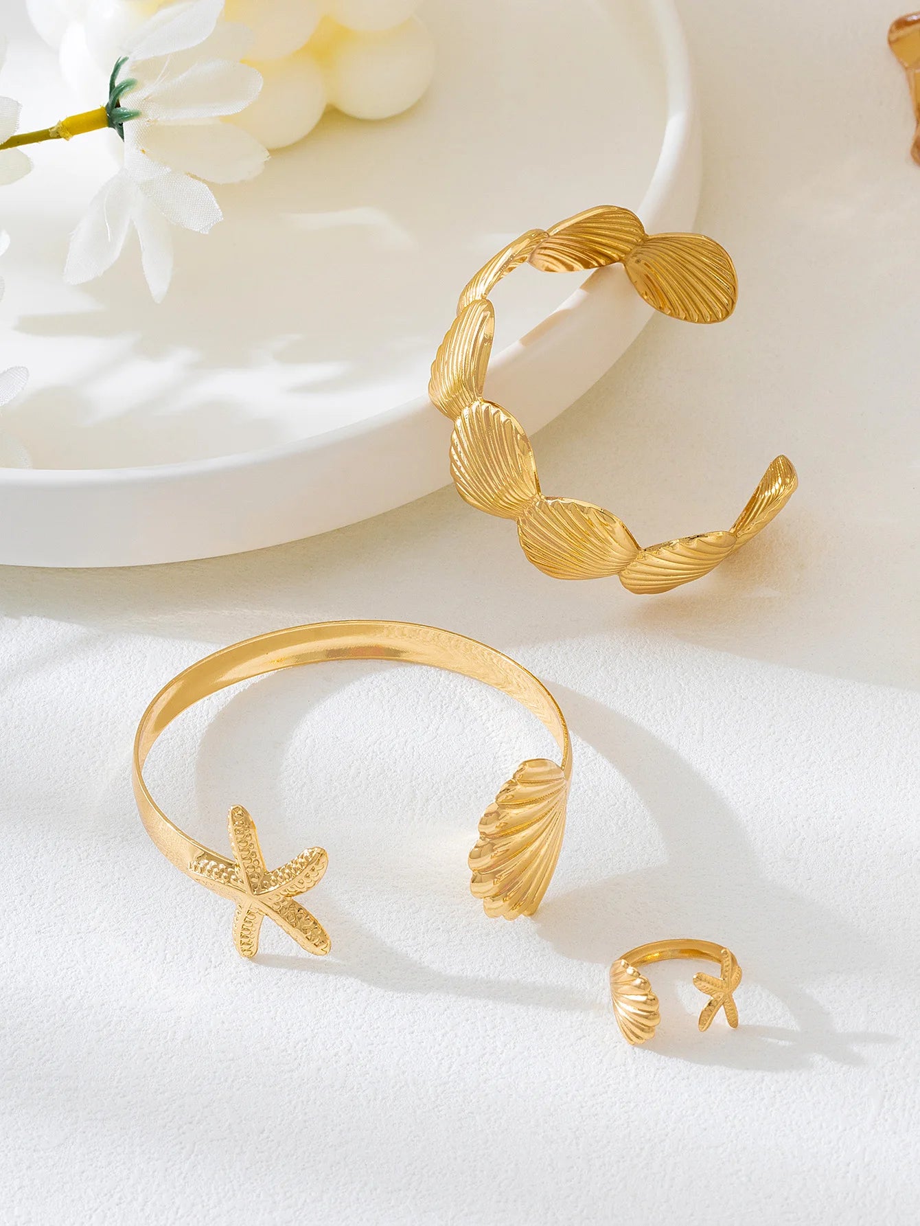 Shell Starfish Ocean Ring Set - VEYAROSE