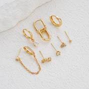 CZ Tassel Hoop Huggie Earrings Set - VEYAROSE