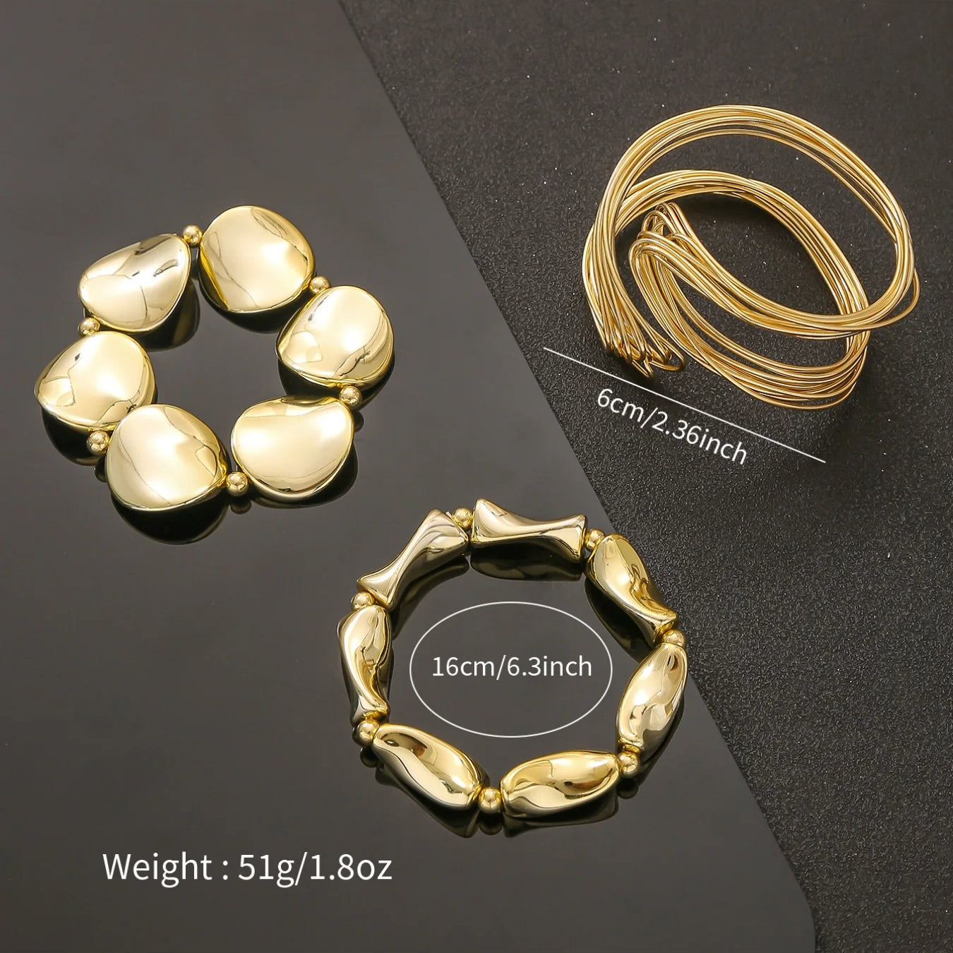 Geometric Twisted Organic Cuff Bracelet Set - VEYAROSE