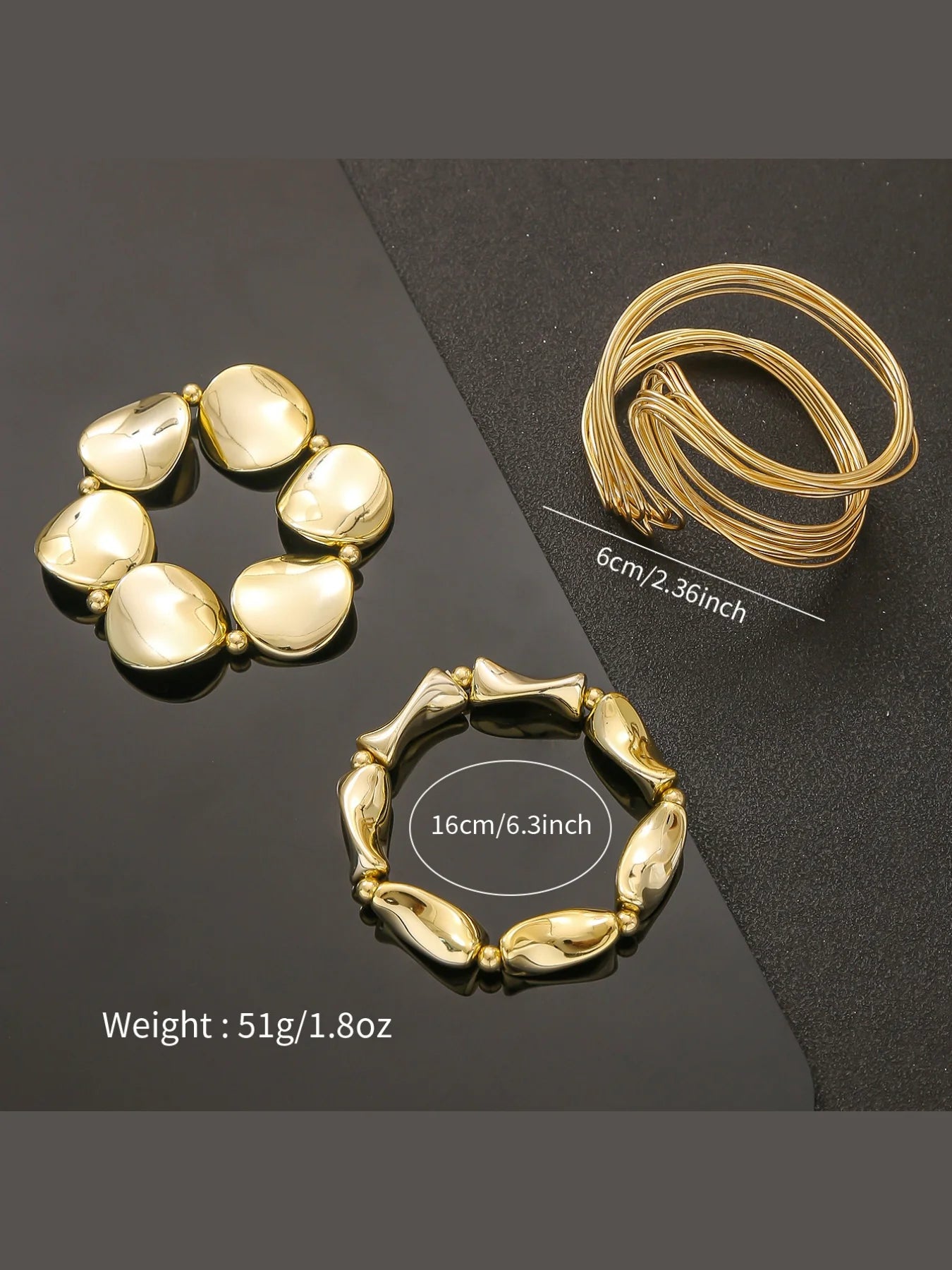 Geometric Twisted Organic Cuff Bracelet Set - VEYAROSE