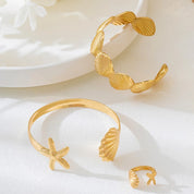 Shell Starfish Ocean Ring Set - VEYAROSE