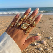 Pearl Starfish Conch Ring Set - VEYAROSE