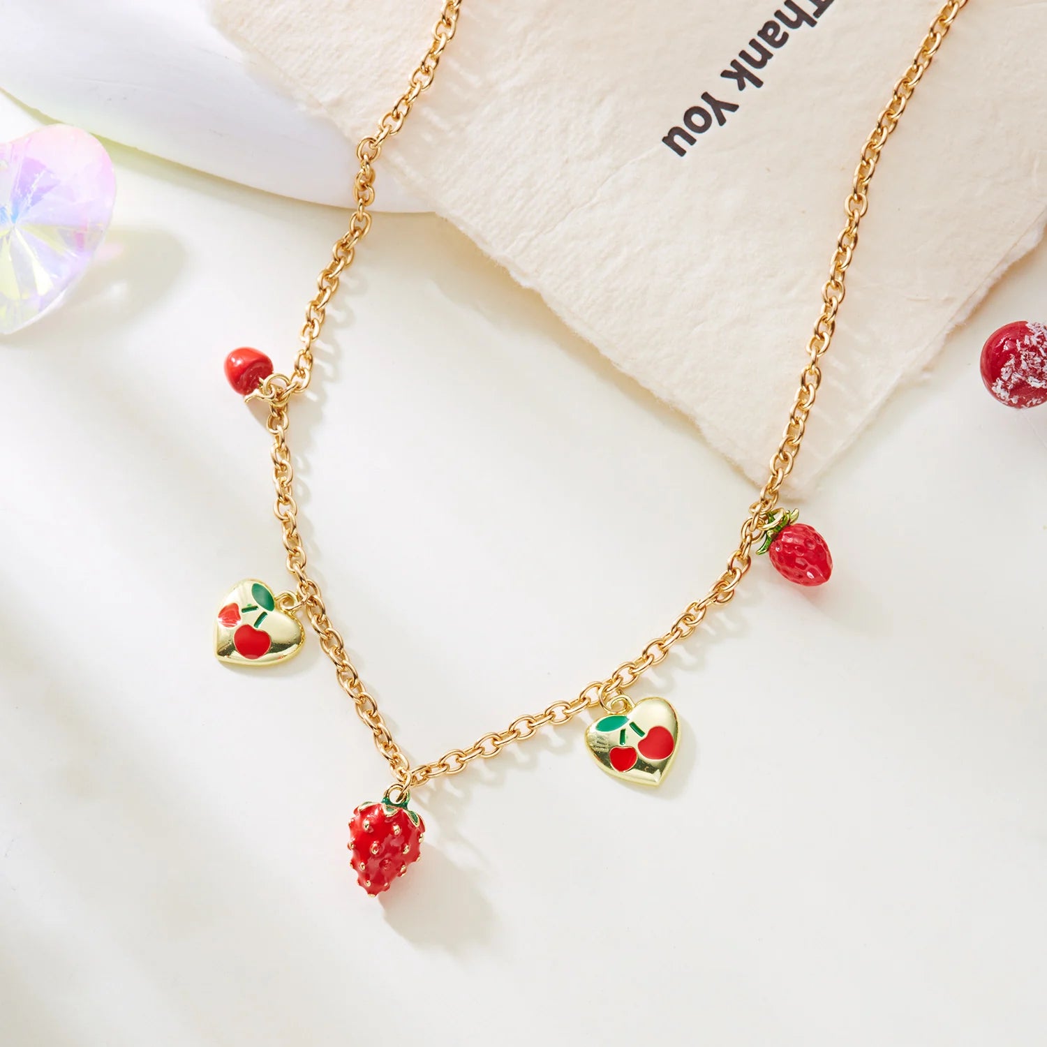 Heart Cherry Strawberry Choker Necklace - VEYAROSE