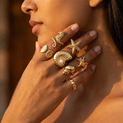 Pearl Starfish Conch Ring Set - VEYAROSE