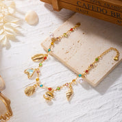 Rhinestone Pearl Shell Anklet - VEYAROSE
