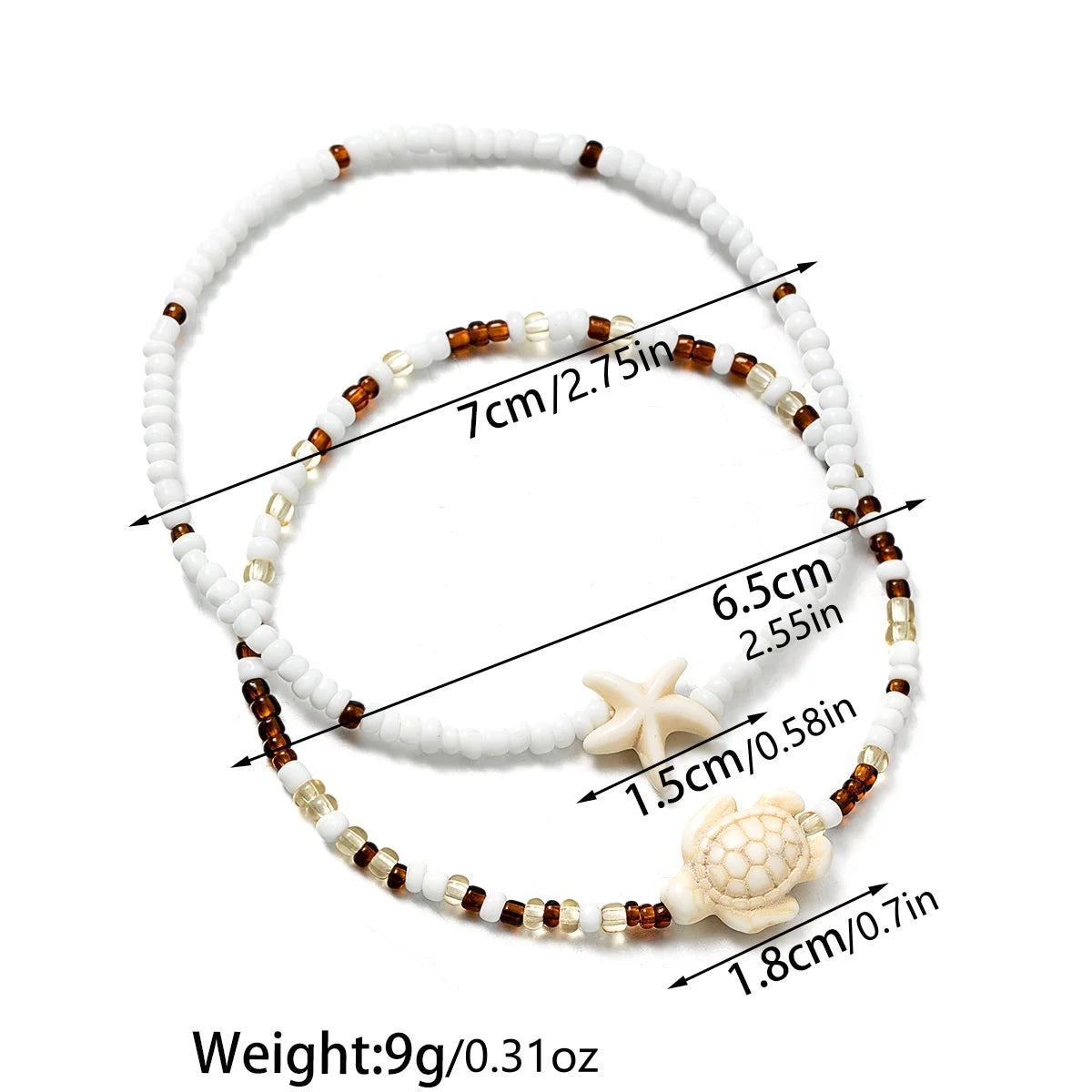 Starfish Turquoise Beaded Anklet - VEYAROSE