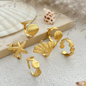 Shell Starfish Ocean Ring Set - VEYAROSE