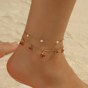Pearl Cherry Anklet - VEYAROSE