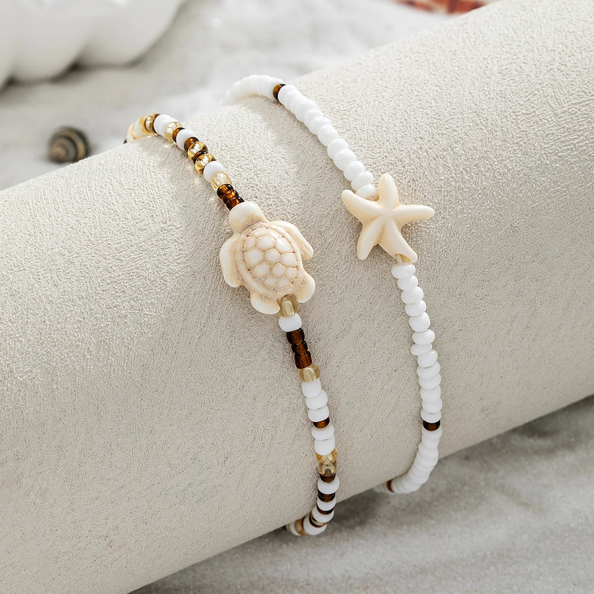 Starfish Turquoise Beaded Anklet - VEYAROSE