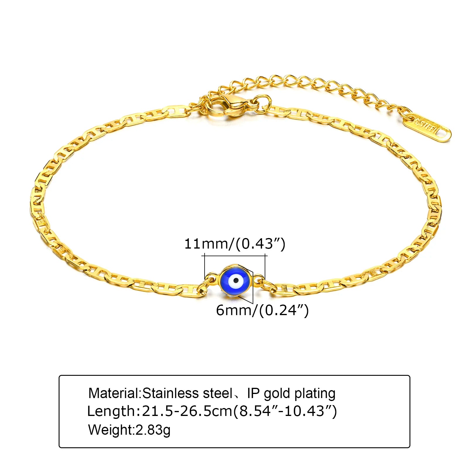 Evil Eye Beaded Blue Anklet - VEYAROSE