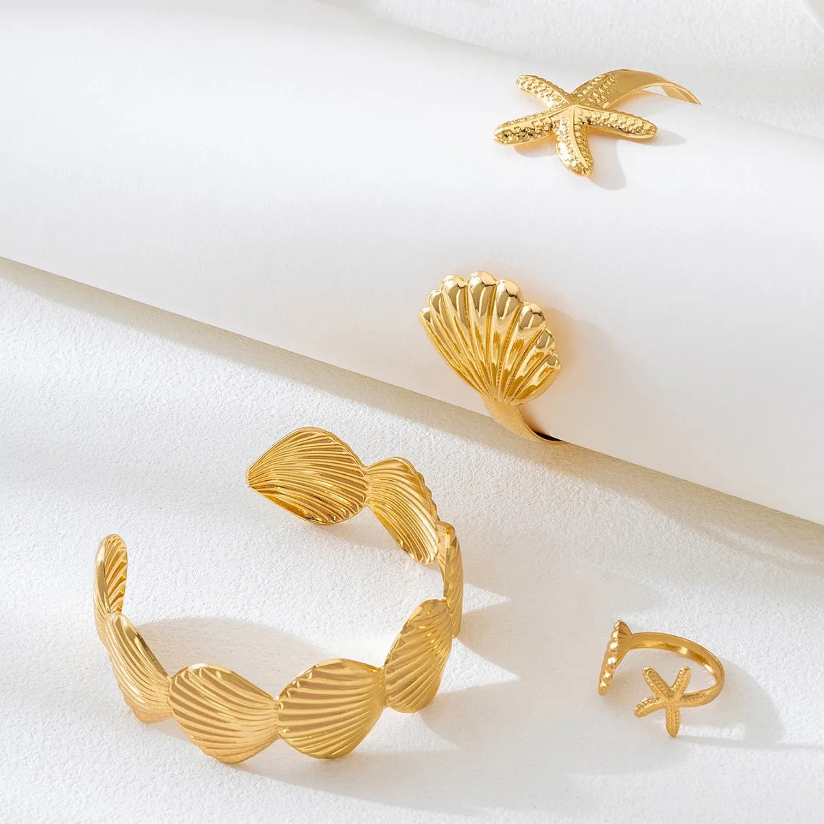 Shell Starfish Ocean Ring Set - VEYAROSE