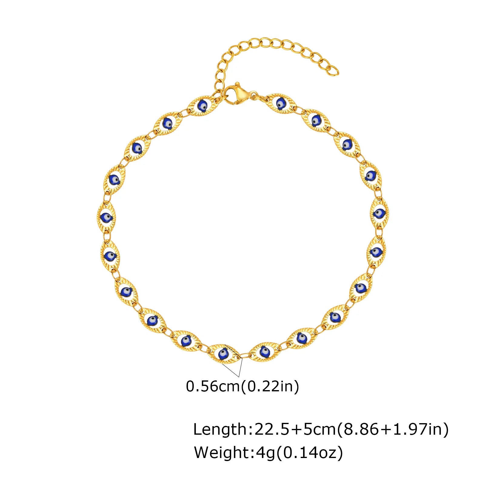 Evil Eye Beaded Blue Anklet - VEYAROSE