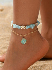 Shell Starfish Organic Anklet - VEYAROSE