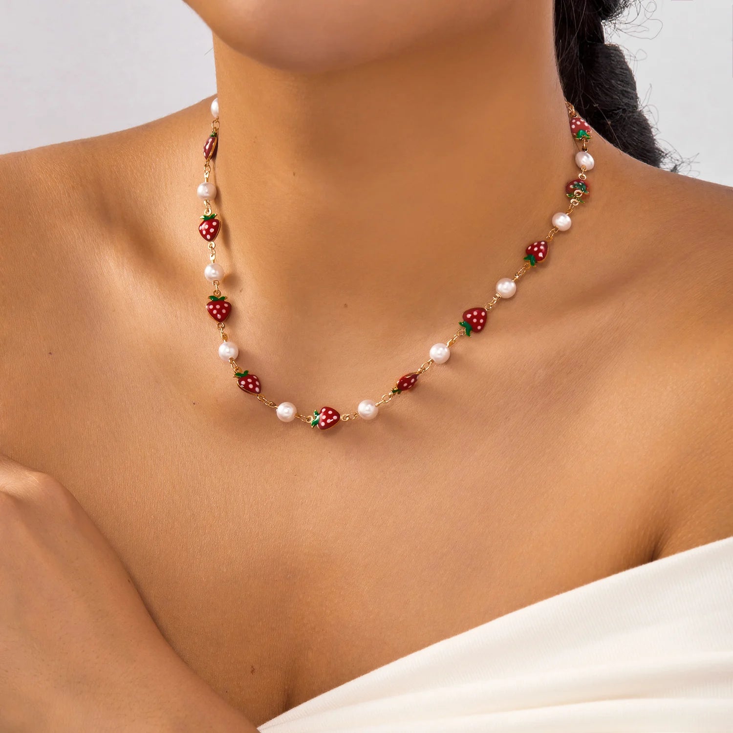 Heart Cherry Strawberry Choker Necklace - VEYAROSE