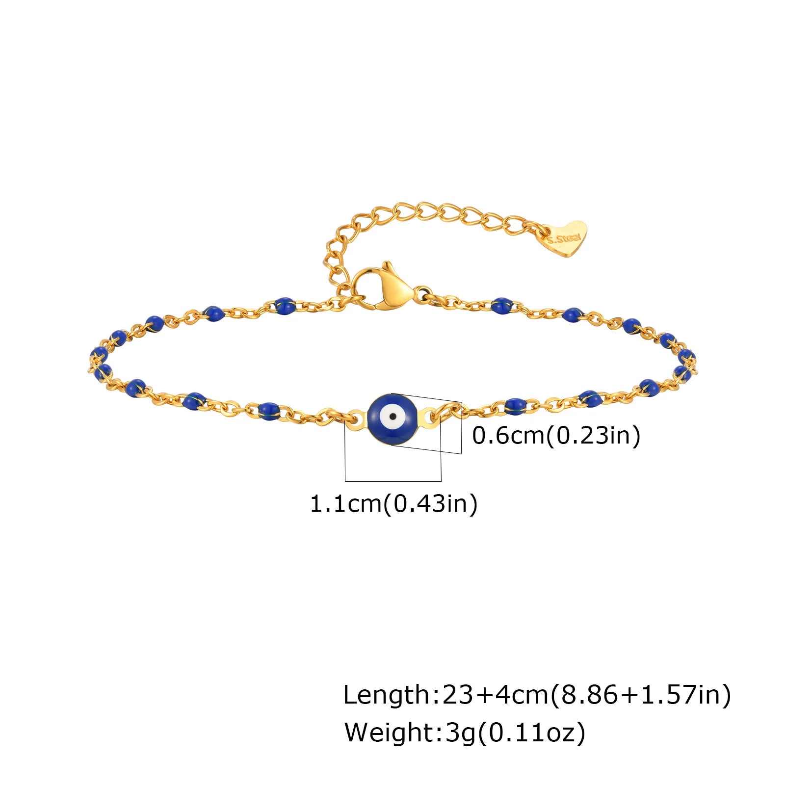 Evil Eye Beaded Blue Anklet - VEYAROSE
