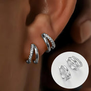 CZ Crystal Hoop Huggie Earrings - VEYAROSE