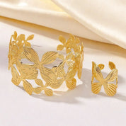 Flower Butterfly Ring Set - VEYAROSE