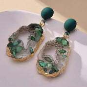 Emerald Organic Drop Earrings - VEYAROSE