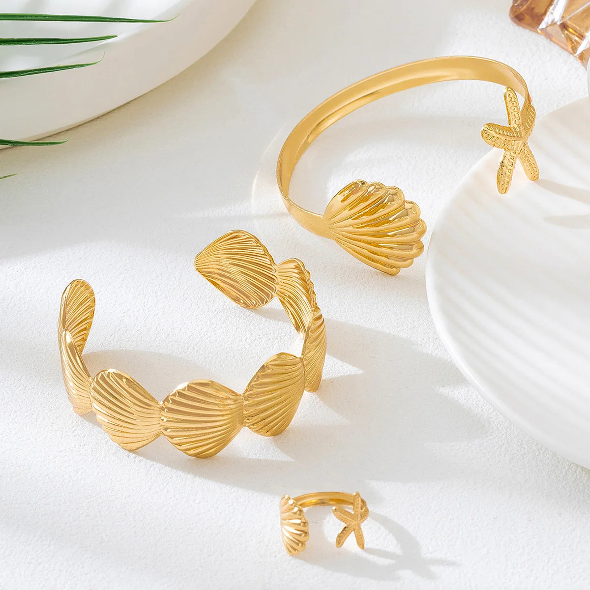 Shell Starfish Ocean Ring Set - VEYAROSE