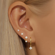 Flower Hoop Huggie Earrings Set - VEYAROSE