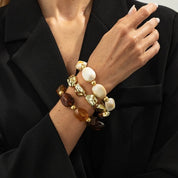 Beaded Resin Organic Bangle Bracelet Set - VEYAROSE