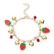Heart Cherry Bow Bangle Bracelet - VEYAROSE