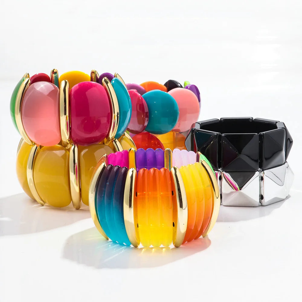 Resin Acrylic Geometric Cuff Bracelet - VEYAROSE