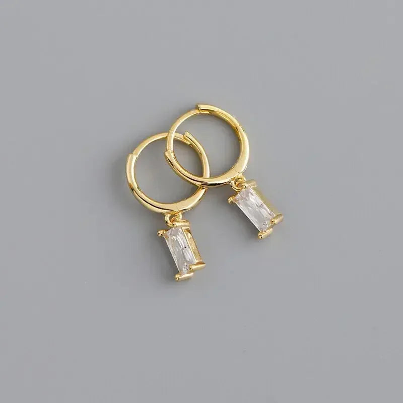 CZ Crystal Hoop Huggie Earrings - VEYAROSE