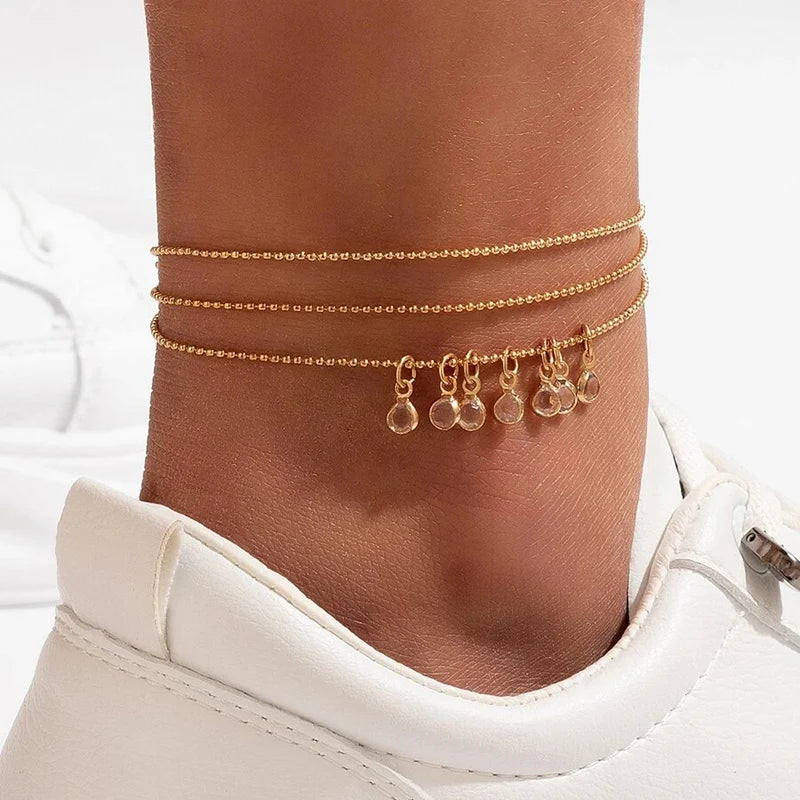 Crystal Tassel Anklet - VEYAROSE
