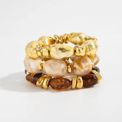 Beaded Resin Organic Bangle Bracelet Set - VEYAROSE