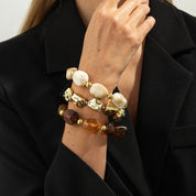 Beaded Resin Organic Bangle Bracelet Set - VEYAROSE