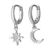 CZ Crystal Hoop Huggie Earrings - VEYAROSE