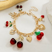 Heart Cherry Bow Bangle Bracelet - VEYAROSE