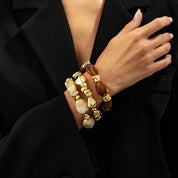 Beaded Resin Organic Bangle Bracelet Set - VEYAROSE
