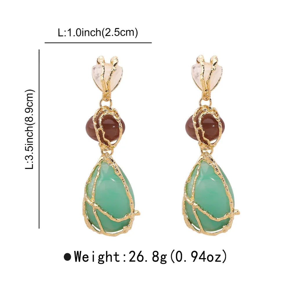 Crystal Resin Geometric Drop Earrings - VEYAROSE