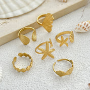Shell Starfish Ocean Ring Set - VEYAROSE