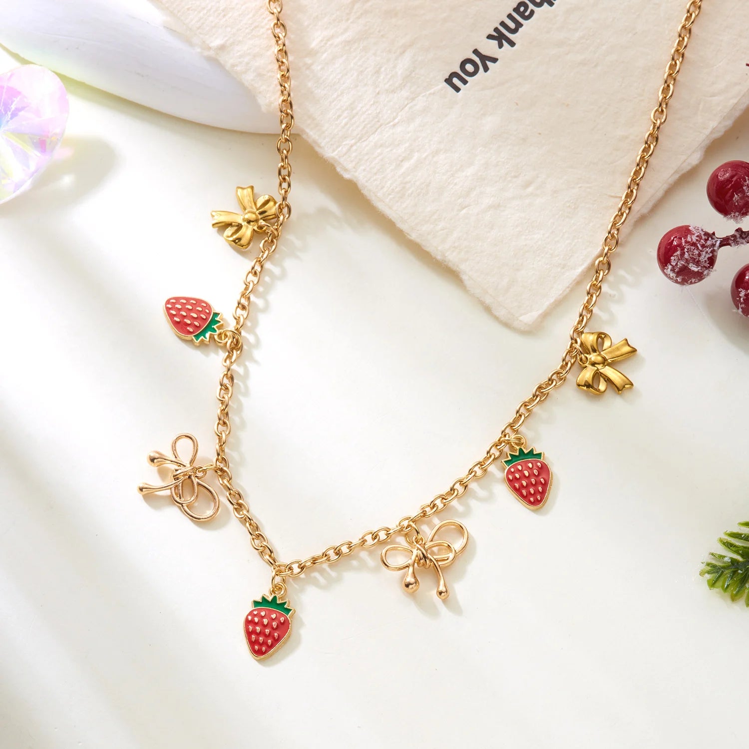 Heart Cherry Strawberry Choker Necklace - VEYAROSE