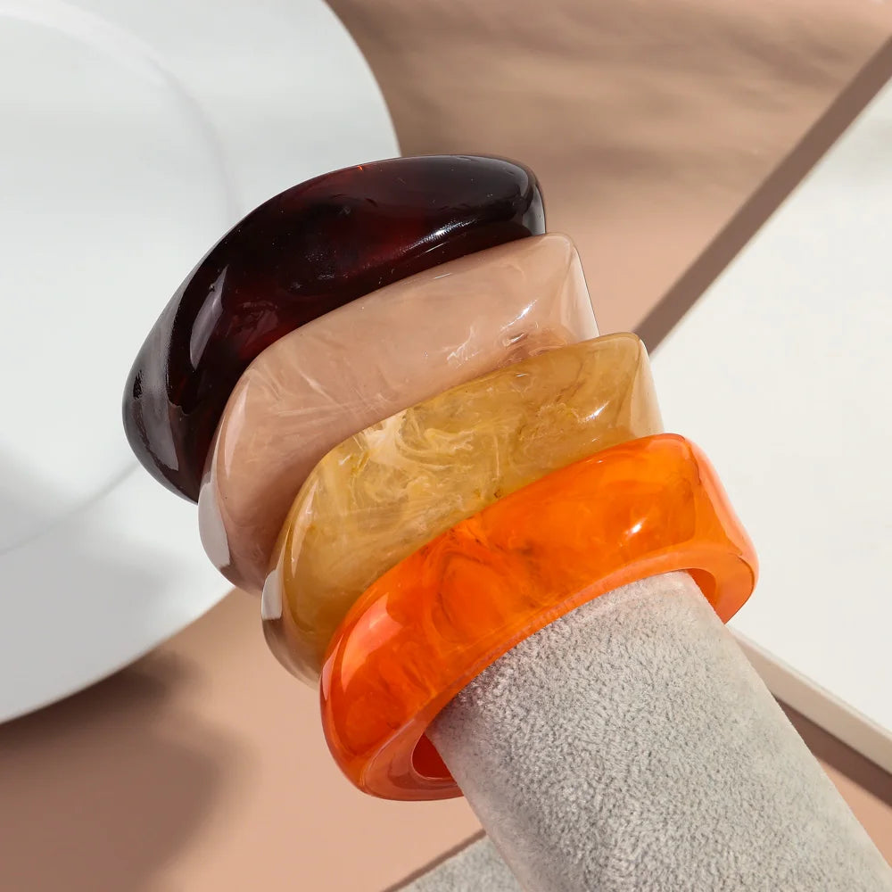 Resin Acrylic Geometric Cuff Bracelet - VEYAROSE