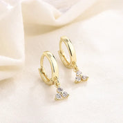CZ Crystal Hoop Huggie Earrings - VEYAROSE
