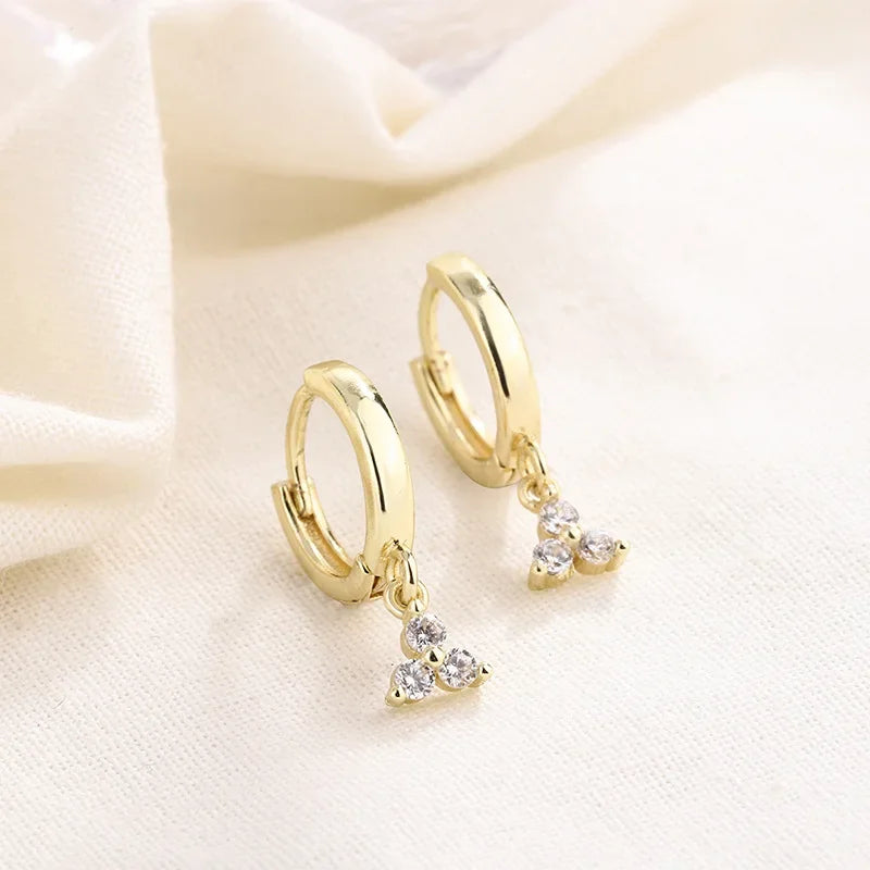 CZ Crystal Hoop Huggie Earrings - VEYAROSE